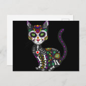 Sugar Skull Mexican Cat Halloween Day Of The Dead Feestdagenkaart (Voorkant / Achterkant)