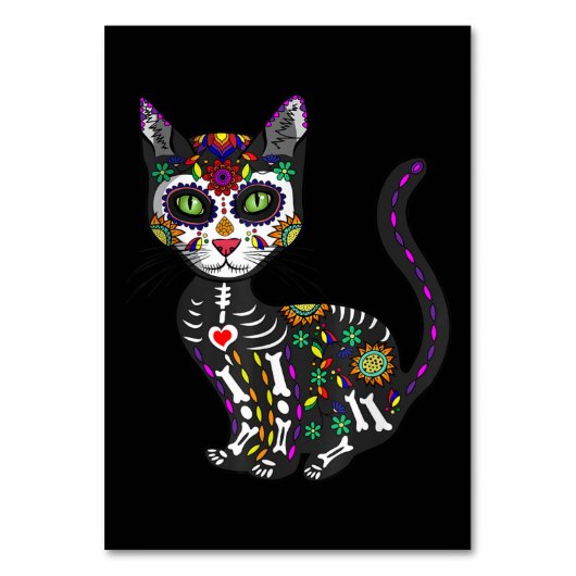 Sugar Skull Mexican Cat Halloween Day Of The Dead Kaart (Voorkant)