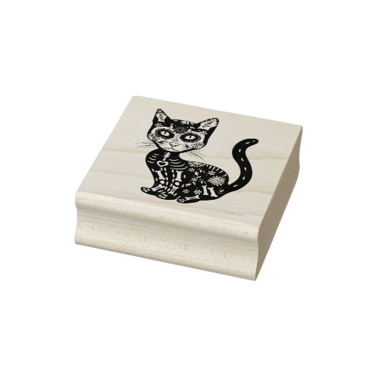 Sugar Skull Mexican Cat Halloween Day Of The Dead Rubberstempel (Stempel)