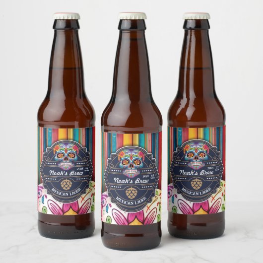  Sugar Skull Mexican Theme Bierlabel Bier Etiket (Flessen)