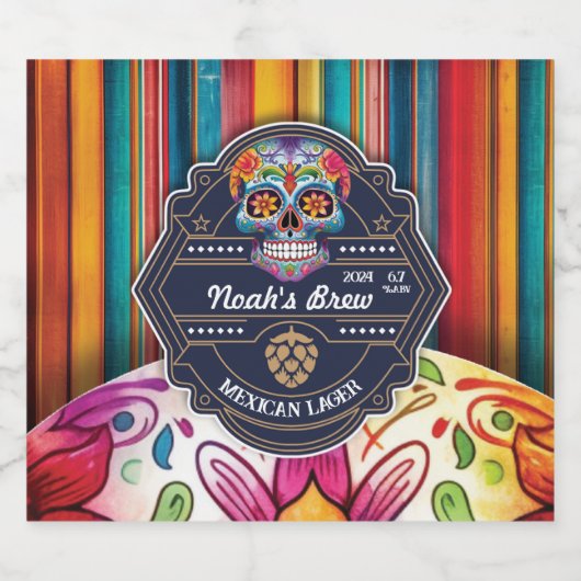Sugar Skull Mexican Theme Bierlabel Bier Etiket (Enkel label)