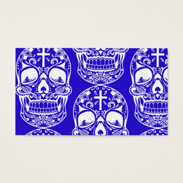 Sugar Skull Midnight Blue.png Visitekaartjes (Voorkant)