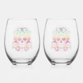 Sugar Skull Mooie La Catrina Dag van de Doden Wijnglas Zonder Voet (Achterkant)