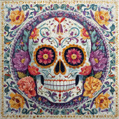 Sugar Skull Mosaic Day Of The Dead Ceramic Tile Tegeltje