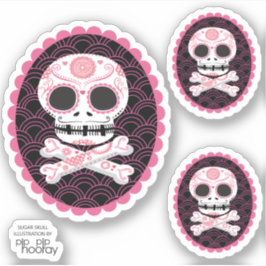 Sugar Skull n Crossbones Cameo Tattoo Cut Sticker