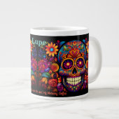 Sugar Skull Naam toevoegen Tekst Verjaardagscadeau Grote Koffiekop (Voorkant rechts)