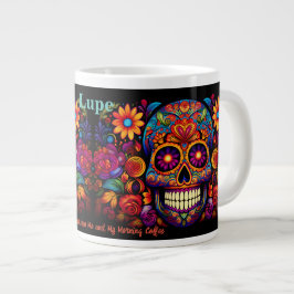Sugar Skull Naam toevoegen Tekst Verjaardagscadeau Grote Koffiekop