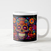 Sugar Skull Naam toevoegen Tekst Verjaardagscadeau Grote Koffiekop (Rechts)