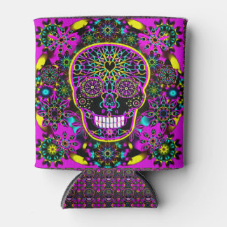 Sugar Skull Neon Pink Blikjeskoeler