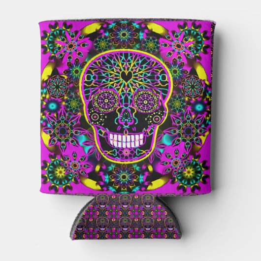 Sugar Skull Neon Pink Blikjeskoeler (Voorkant)