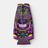 Sugar Skull Neon Pink Flesjeskoeler (Achterkant)