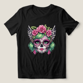 Sugar Skull Nerd Grote Bril Bloemen Kroon Tri-Blend Shirt