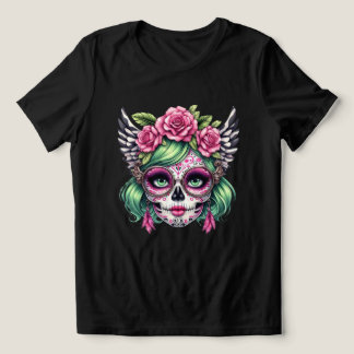 Sugar Skull Nerd Grote Bril Bloemen Kroon Tri-Blend Shirt
