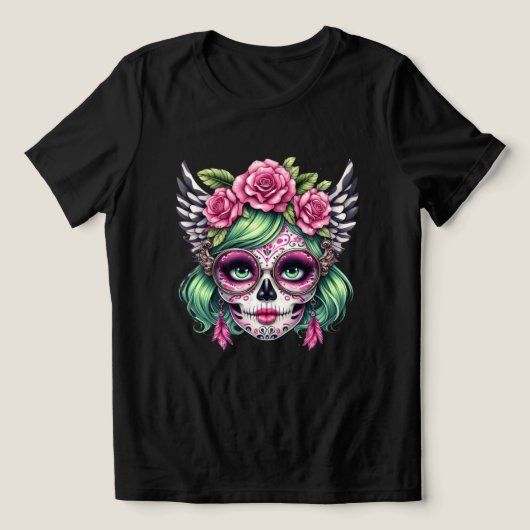 Sugar Skull Nerd Grote Bril Bloemen Kroon Tri-Blend Shirt (Design voorkant)