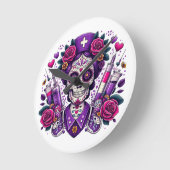 Sugar Skull Nurse Clock Ronde Klok (Hoek)