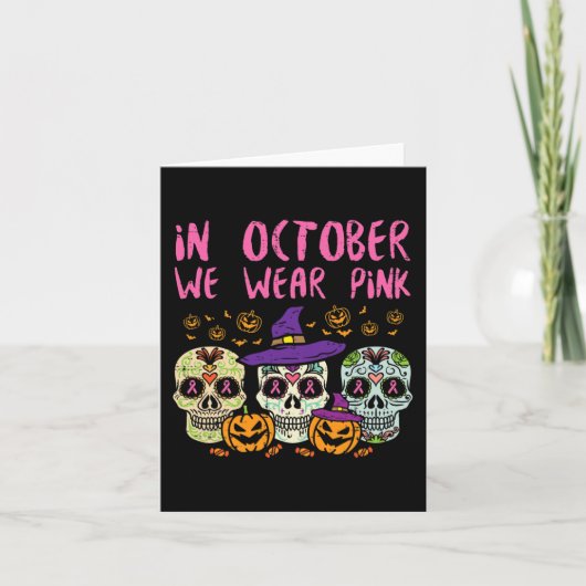Sugar Skull Oker Roze borstkankerbewustzijn H Kaart (Voorkant)