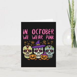 Sugar Skull Oker Roze borstkankerbewustzijn H Kaart