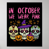 Sugar Skull Oker Roze borstkankerbewustzijn H Poster (Voorkant)