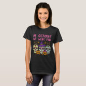 Sugar Skull Oker Roze borstkankerbewustzijn H T-shirt (Voorkant volledig)