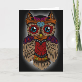 Sugar Skull Owl-Wenskaart Kaart