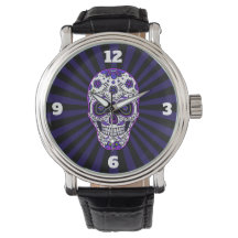 Sugar Skull Paarse kleuren horloge