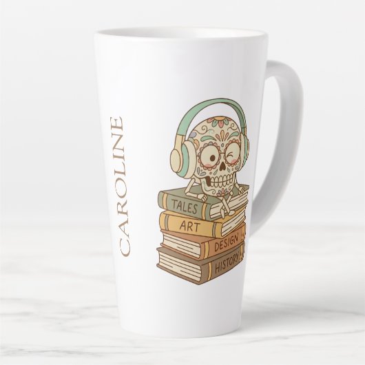 Sugar Skull Passionate About Reading Latte Mok (Rechterhoek)