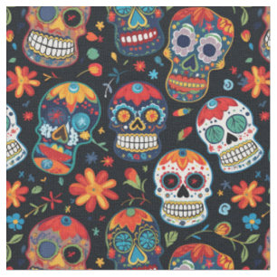 Sugar Skull Pattern - Naadloze Dag van de Doden Stof