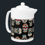 Sugar Skull Pattern Print Teapot Theepot<br><div class="desc">Sugar Skull Pattern Print Teapot</div>
