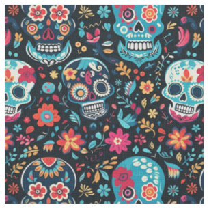 Sugar Skull Pattern-Seamless Cinco de Mayo Stof