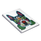 Sugar Skull Pink Green Boston Terrier Folk Art Notitieboek (Rechterzijde)