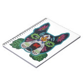 Sugar Skull Pink Green Boston Terrier Folk Art Notitieboek (Linkerzijde)