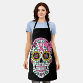 Sugar Skull Pink Ribbon Calavera Breast Cancer Schort (Gedragen)