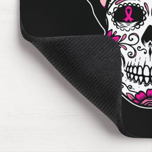 Sugar Skull Pink Ribbon Cool Breast Cancer Awarene Muismat (Hoek)