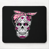 Sugar Skull Pink Ribbon Cool Breast Cancer Awarene Muismat (Voorkant)