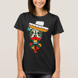 Sugar Skull Pitbull Sombrero Mustache Maracas Cool T-shirt