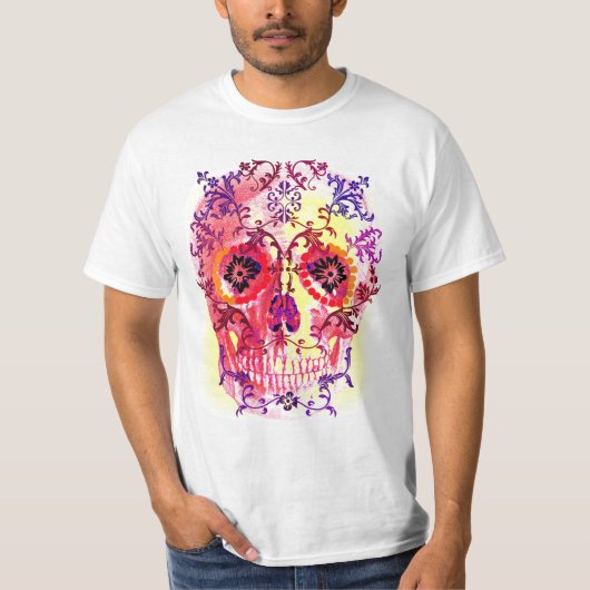 SUGAR SKULL PSYCHEDELIC AFDRUKKING T-SHIRT (Voorkant)