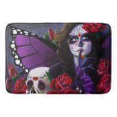 Sugar Skull Red Roses Paarse Badmat (Voorkant)