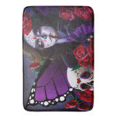 Sugar Skull Red Roses Paarse Badmat (Voorkant Verticaal)