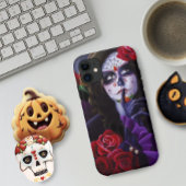 Sugar Skull Red Roses Paarse Case-Mate iPhone Case