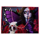 Sugar Skull Red Roses Paarse Groot Cadeauzakje (Achterkant)