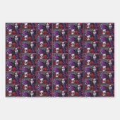 Sugar Skull Red Roses Paarse Inpakpapier Vel (Voorkant)