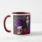 Sugar Skull Red Roses Paarse Mok (Links)
