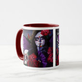Sugar Skull Red Roses Paarse Mok (Voorkant links)
