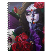 Sugar Skull Red ROses Paarse Notitieboek (Voorkant)