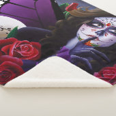 Sugar Skull Red Roses Paarse Sherpa Deken (3/4)