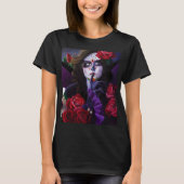 Sugar Skull Red Roses Paarse T-shirt (Voorkant)