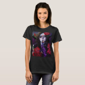 Sugar Skull Red Roses Paarse T-shirt (Voorkant volledig)