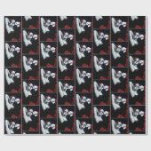 Sugar Skull Red Roses Zwart Cadeaupapier (Vlak)