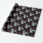 Sugar Skull Red Roses Zwart Cadeaupapier (Uitgerold)