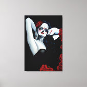 Sugar Skull Red Roses Zwart Canvas Afdruk (Voorkant)